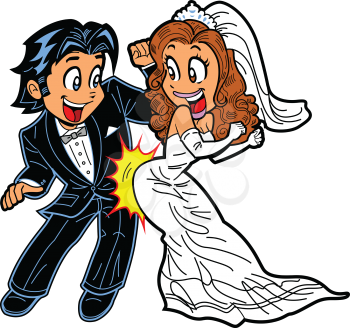 Royalty Free Clipart Image of a Bridal Couple Dancing