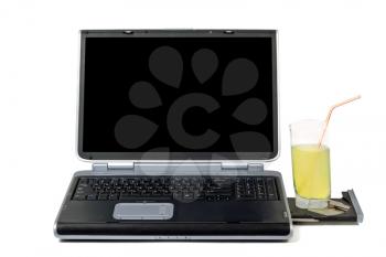 Royalty Free Photo of a Laptop and a Drink