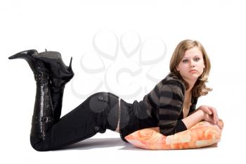 Royalty Free Photo of a Young Woman Laying on a Pillow