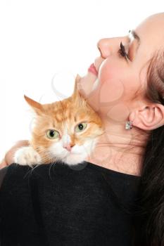 Royalty Free Photo of a Woman Holding a Cat