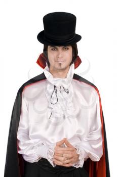 Royalty Free Photo of a Man Dressed in a Cape and Hat
