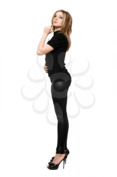Royalty Free Photo of a Woman in Leggings and Heels