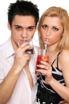 Royalty Free Photo of a Young Couple Drinking