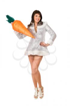 Royalty Free Photo of a Woman With a Large Carrot