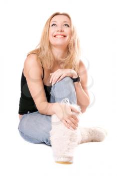 Royalty Free Photo of a Woman in Fluffy White Boots