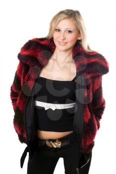 Royalty Free Photo of a Girl in a Fur Jacket