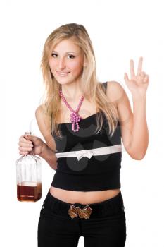 Royalty Free Photo of a Young Woman Holding Alcohol