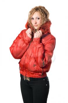 Royalty Free Photo of a Girl in a Hooded Jacket