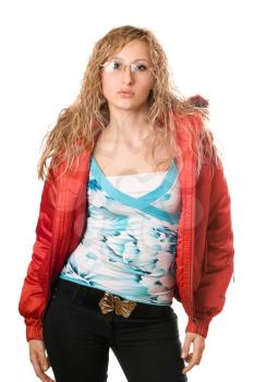 Royalty Free Photo of a Girl in an Open Jacket