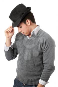 Royalty Free Photo of a Man in a Black Hat