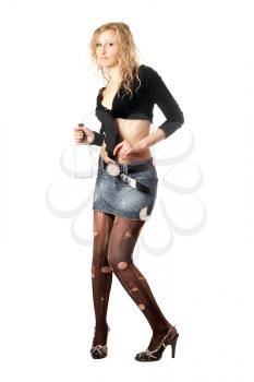 Royalty Free Photo of a Girl With Ripped Stockings
