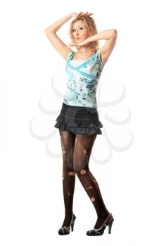 Royalty Free Photo of a Girl in Torn Stockings