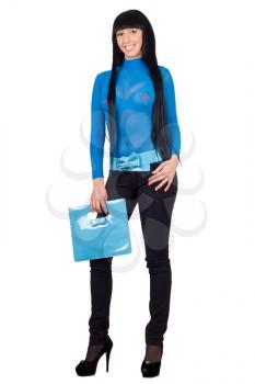 Royalty Free Photo of a Woan Wearing a Transparent Blue Top