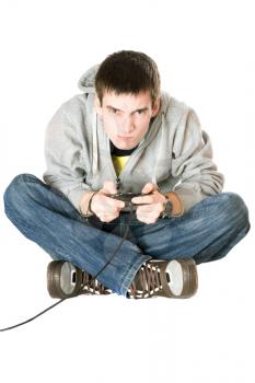 Royalty Free Photo of a Boy Playing a Video Game