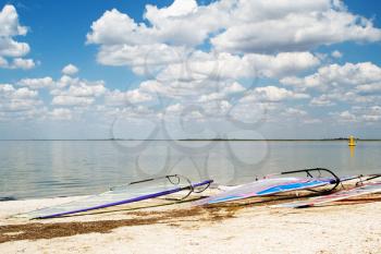 Royalty Free Photo of Surfboards on the Beach