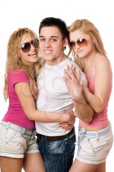 Royalty Free Photo of a Boy and Two Girls
