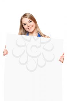 Royalty Free Photo of a Woman Posing With a Board