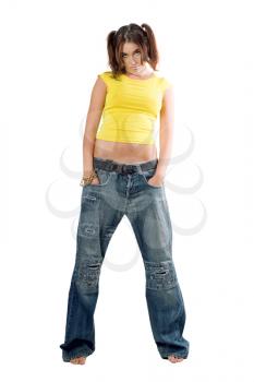 Royalty Free Photo of a Woman in Sloppy Jeans