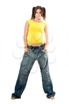 Royalty Free Photo of a Woman in Sloppy Jeans