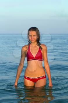 Portrait of a teen girl in the sea