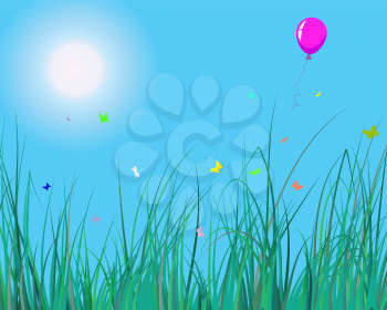 Royalty Free Clipart Image of Balloons in the Air