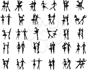 Royalty Free Clipart Image of Ballroom Dancer Silhouettes