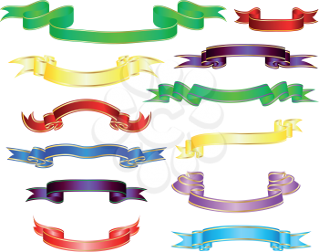 Royalty Free Clipart Image of a Set of Multicolor Ribbons