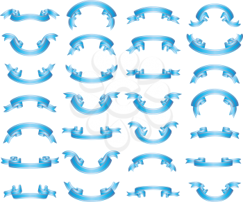 Royalty Free Clipart Image of a Set of Blue Ribbons