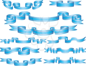 Royalty Free Clipart Image of a Set of Blue Ribbons