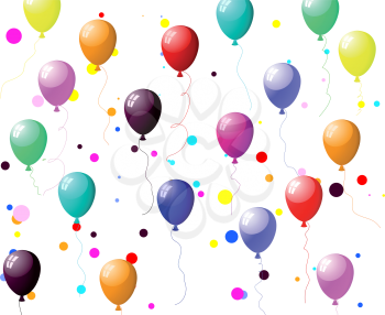 Beautiful colour balloon in the air. Vector illustration.