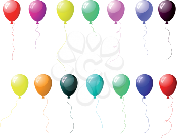 Beautiful colour balloons set with spot of light. Vector illustration.