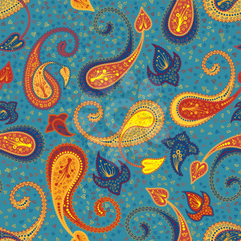 Multicolor Seamless Paisley Pattern Ornate. Elegant Design With Ideal Balanced Colors. Vector Illustration.