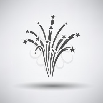 Fireworks icon on gray background with round shadow. Vector illustration.
