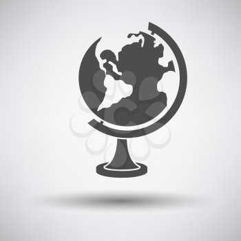Globe icon on gray background with round shadow. Vector illustration.