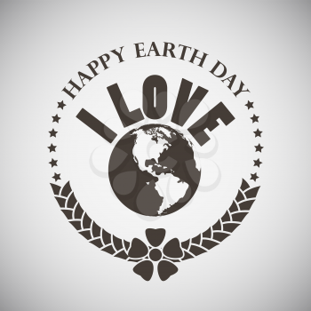 Earth day emblem with planet. Vector illustration. 