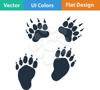Flat design icon of bear trails in ui colors. Vector illustration.