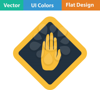 Flat design icon of Warning hand in ui colors. Vector illustration.