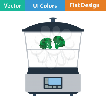 Kitchen steam cooker icon. Flat design. Vector illustration.