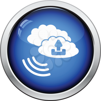 Cloud connection icon. Glossy button design. Vector illustration.