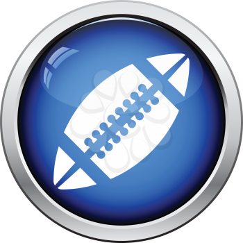 Icon of American football ball. Glossy button design. Vector illustration.