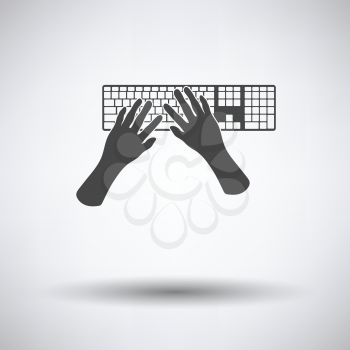Typing icon on gray background, round shadow. Vector illustration.
