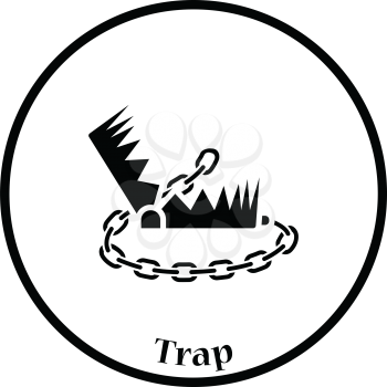 Bear hunting trap  icon. Thin circle design. Vector illustration.