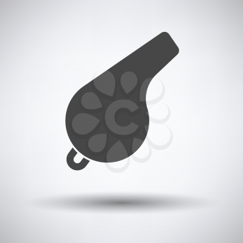 Whistle icon on gray background, round shadow. Vector illustration.