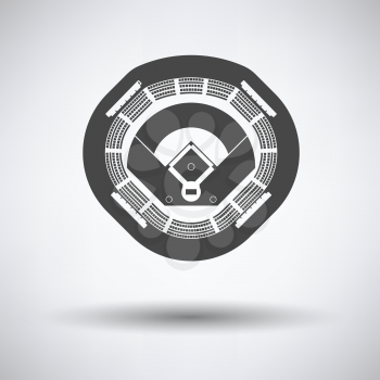 Baseball stadium icon on gray background, round shadow. Vector illustration.