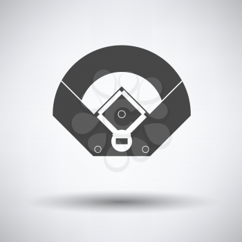 Baseball field aerial view icon on gray background, round shadow. Vector illustration.