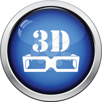 3d goggle icon. Glossy button design. Vector illustration.