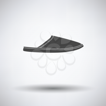 Man home slipper icon on gray background with round shadow. Vector illustration.