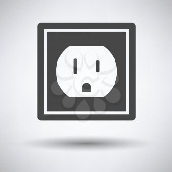 Electric outlet icon on gray background, round shadow. Vector illustration.