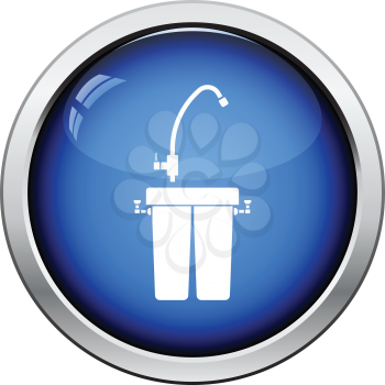 Water filter icon. Glossy button design. Vector illustration.