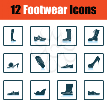 Set of footwear icons. Shadow reflection design. Vector illustration.